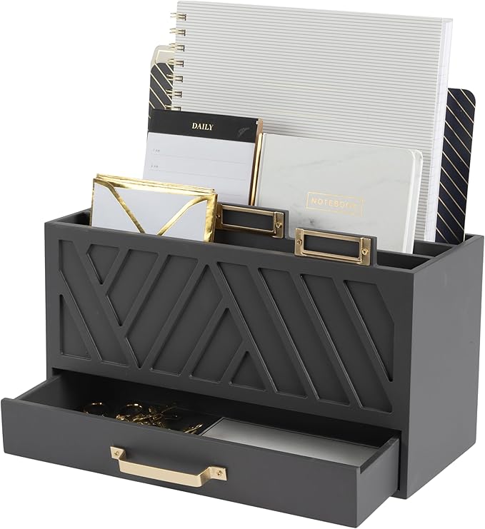 BLU MONACO | Grey Three-Tier Desktop Mail Organizer by Blu_Monaco