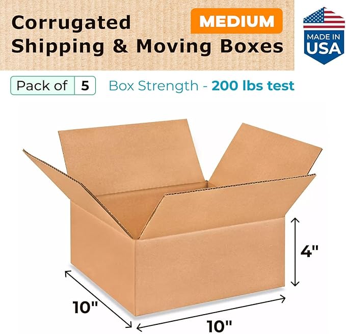 Medium Moving & Shipping Boxes 10 x 10 x 4 inches - Image 2
