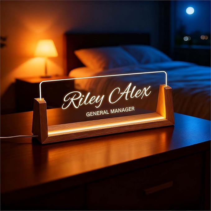 Custom Name Plate for Desk, Personalized Light Up Acrylic Desk Name Plate - Image 6