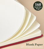 PAIBAS Blank Journal Notebook for Women Men, 160 Pages, A5 Hardcover Sketchbook - Image 4