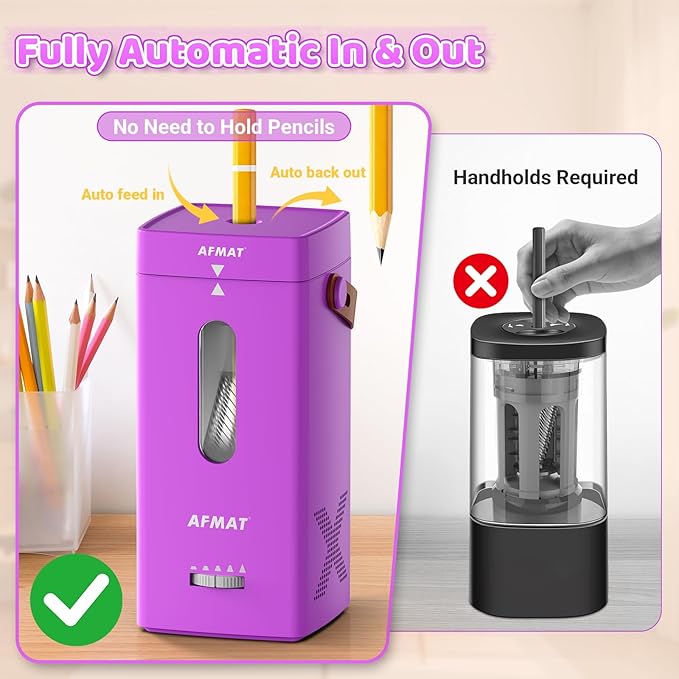 AFMAT Electric Pencil Sharpener, Fully Automatic Pencil Sharpener, Auto in & Out - Image 2