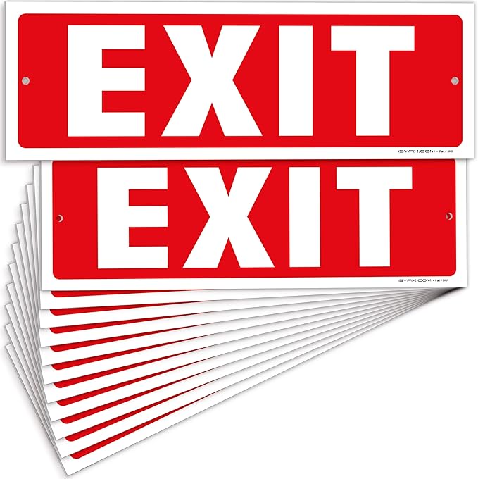 iSYFIX Exit Sign – 12 Pack 12x4 Inch – 40 mil Thick Polystyrene Plastic Sign by iSYFIXPREMIUMSIGNS