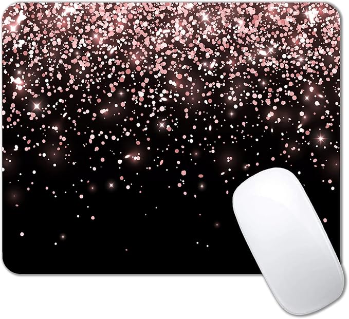 IMAYONDIA Mouse Pad, Rose Gold Glitter Black Mouse Pad, Non-Slip Rubber Base by IMAYONDIA