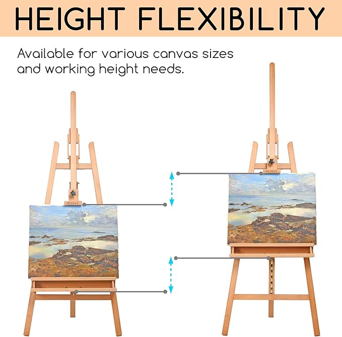 MEEDEN Large Painters Easel Adjustable Solid Beech Wood Artist Easel, Studio - Image 5