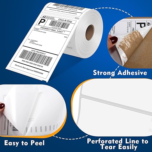 L LIKED 880 PCS 4"x 6" Direct Thermal Labels White Perforated Shipping Label - Image 5