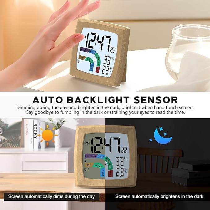 VOILEIPAGI Travel Alarm Clock Bedside Clock - Image 2