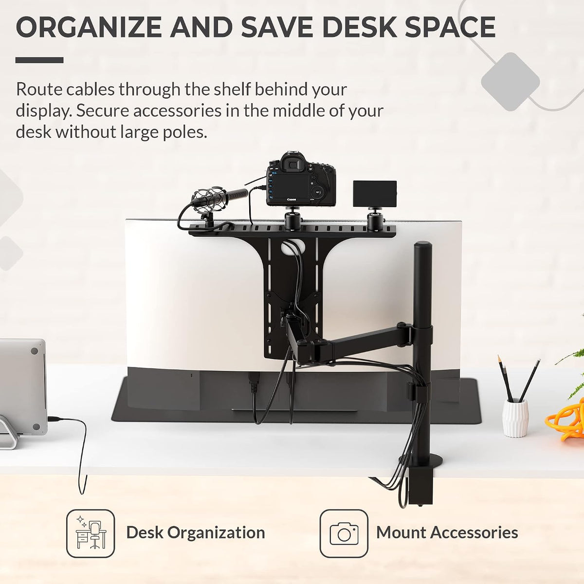 HumanCentric DSLR Monitor Mount Large, Desk Camera, Webcam & Mic Shelf