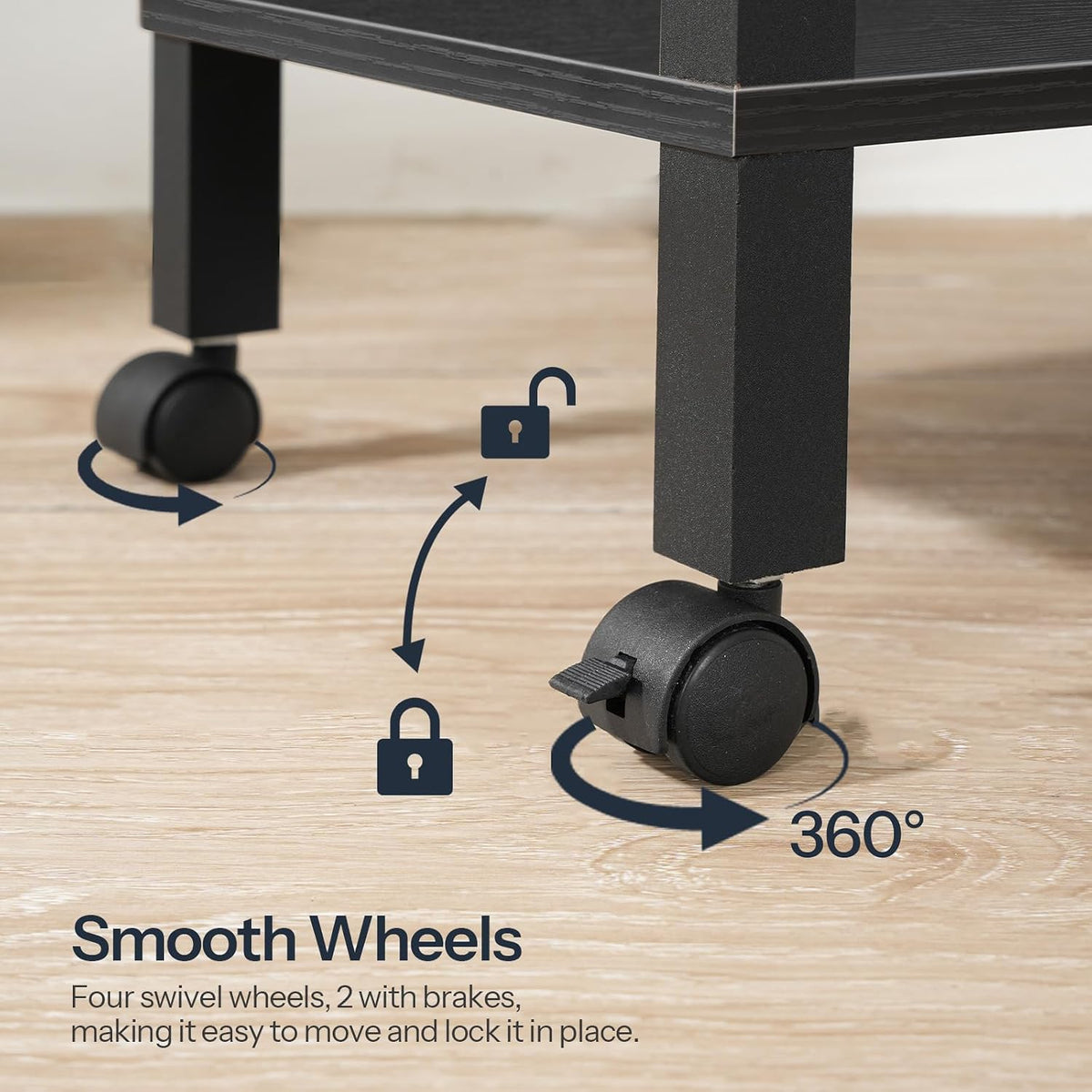 HOOBRO 2-Tier Printer Stand with Charging Station, Under Desk Printer Table, ...