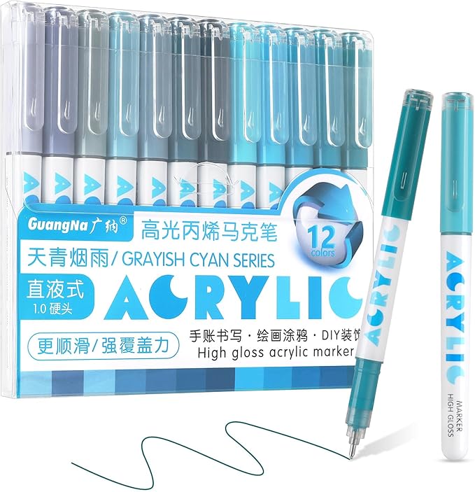 kander Acrylic Gel Pens, 12 Colors Highlighter Acrylic Gel Ink Pens by Yourcreativeassistant