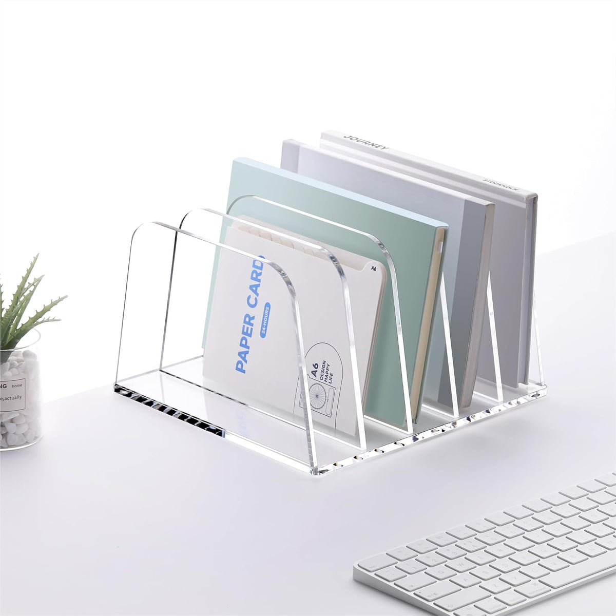 YUXUN Desk File Organizer,5-Section Vertical Clear Acrylic Desk Organizer Fil...