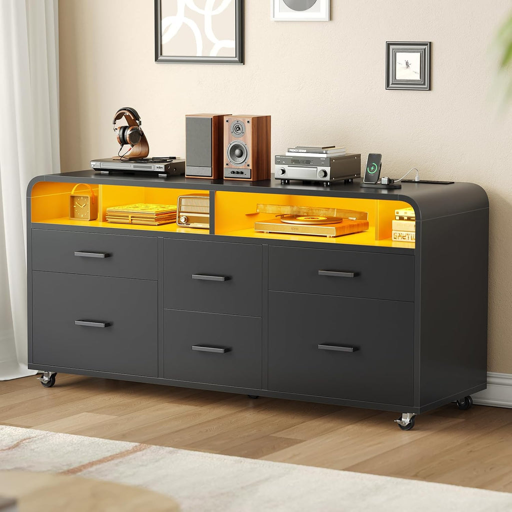 sedeta 6 drawers file cabinet with power strip, view 9