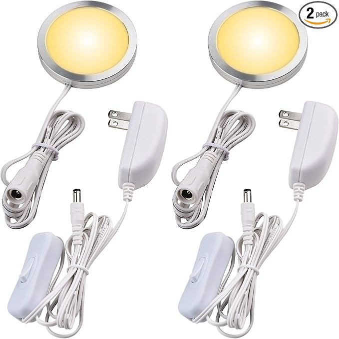 Lvyinyin Single LED Kitchen Under Cabinet Puck Light, 120V Direct Wall Plug in by Lvyinyin