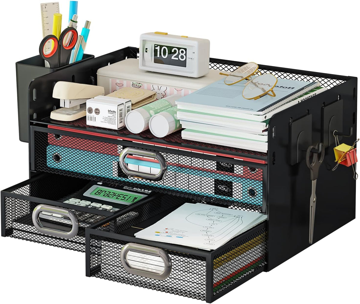 Drawer Organizers 3 Tier Mesh Desk File Holder with Pen Holder