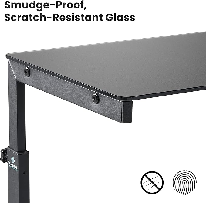 EUREKA ERGONOMIC PC Stand Computer Cart Frosted Glass, Height Adjustable Tower - Image 4
