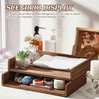 Yeaqee 4 Pcs Stackable Paper Organizer Tray Wood Desk Organizer Letter Tray - Image 5