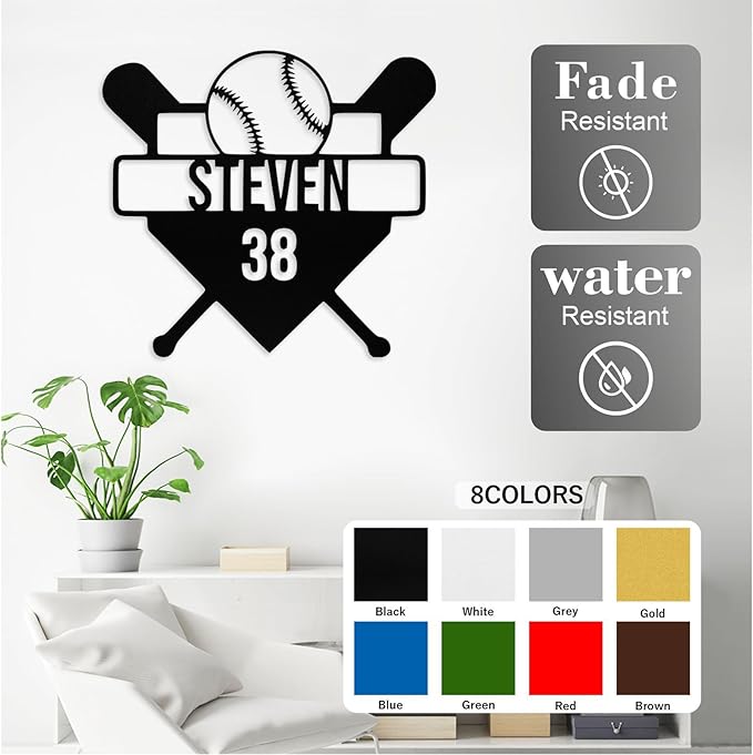 Personalized Baseball Metal Sign Custom Name & Number Sign Baseball Player Gift - Image 4
