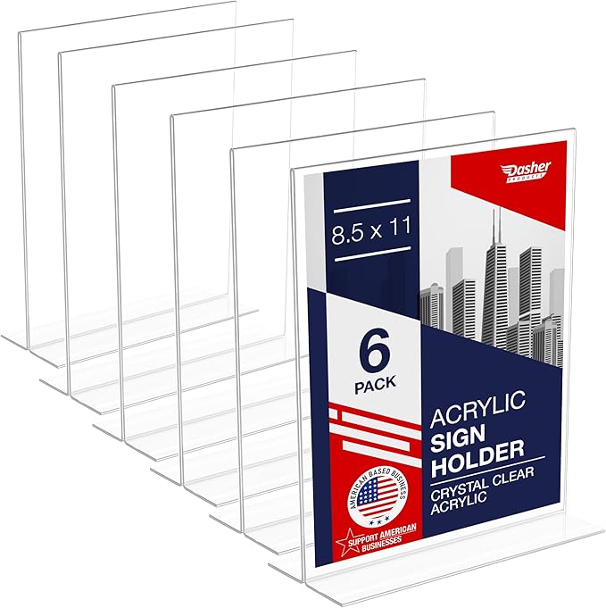 Acrylic Sign Holder 8.5 x 11, T-Shape Double-Sided Acrylic Table Stand by DasherProducts
