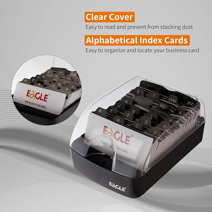 Eagle Business Card Box, Push-Button, Storage up to 350 Cards - Image 2