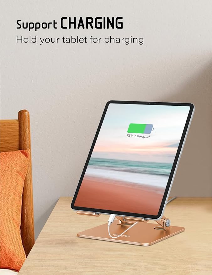 Aoviho Tablet Stand Holder for Desk Adjustable Tablet Holder, Foldable Aluminum - Image 3