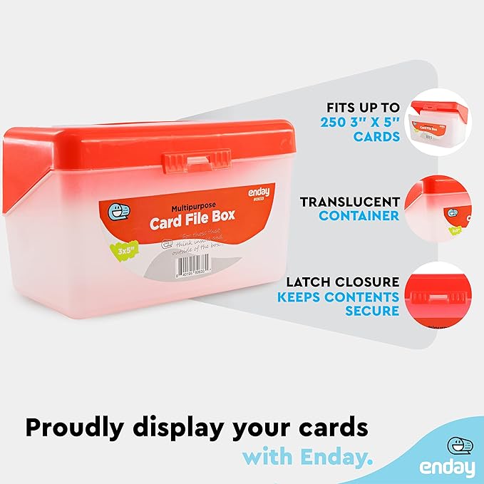 Enday Index Card Holder Red, 3x5 Note Flash Card Organizer Case, Stackable - Image 4