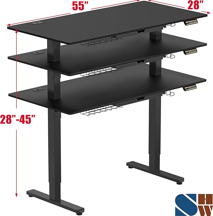 SHW 55 x 28 Inches Electric Height Adjustable Standing Desk - Image 3