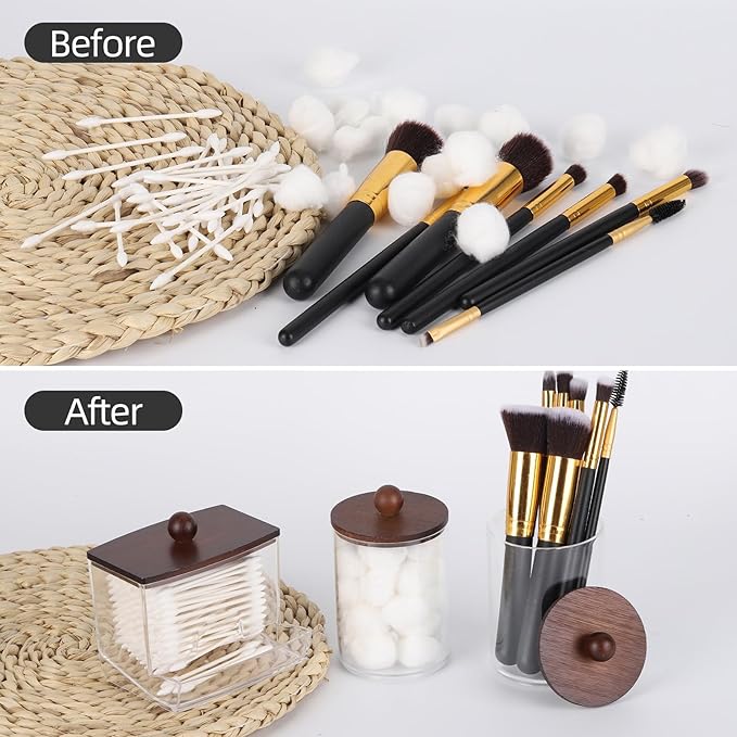 Tbestmax Qtips Holder Dispenser, 10 Cotton Ball/Swabs Storage Containers - Image 4