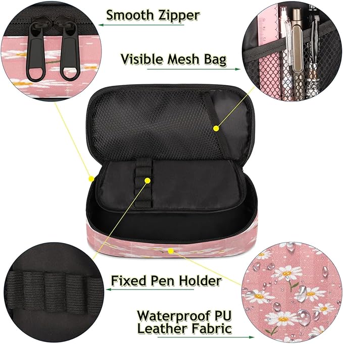 Pardick Flower Daisy Pencil Case，Big Capacity Pencil Pouch Coin Pouch - Image 5