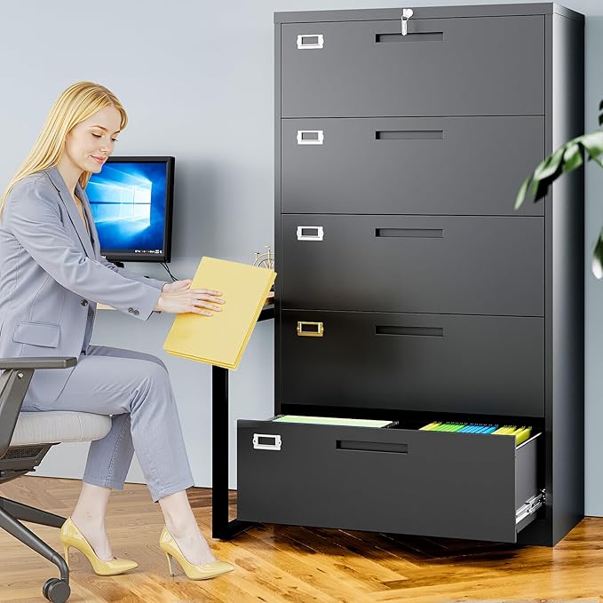 AFAIF 5 Drawer File Cabinets for Home Office, Metal Filing Cabinet - Image 2