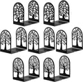 HappyHapi 7 Pair Book Ends, Metal Bookends for Shelves, Decorative Bookends | Decorative Book Holder for Shelf, Tree Stopper for Heavy Books, Black Book Ends for Home Office, 6.5 X 4.7 X 3.5 Inch