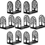 HappyHapi 7 Pair Book Ends, Metal Bookends for Shelves, Decorative Bookends | Decorative Book Holder for Shelf, Tree Stopper for Heavy Books, Black Book Ends for Home Office, 6.5 X 4.7 X 3.5 Inch