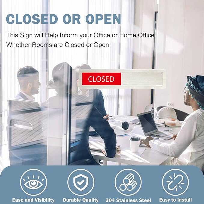 Open Closed Sign, Open Signs Privacy Slide Door Sign Indicator - Image 3