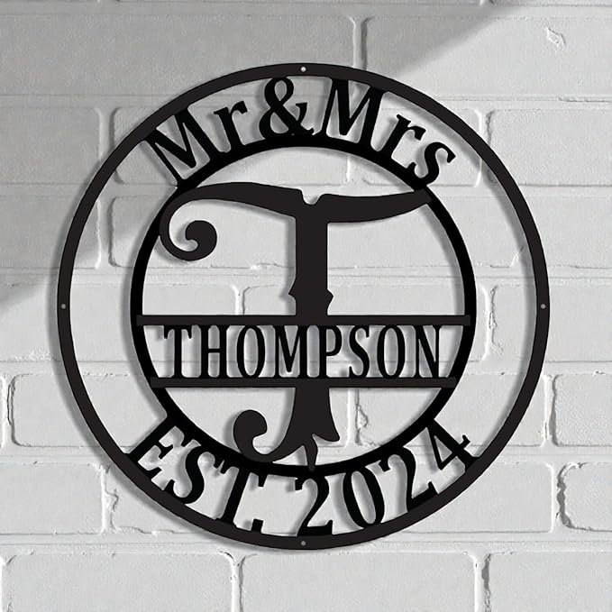 Custom Metal Signs | Personalized Monogram Name Sign | Outdoor Wall Art by AVAGift