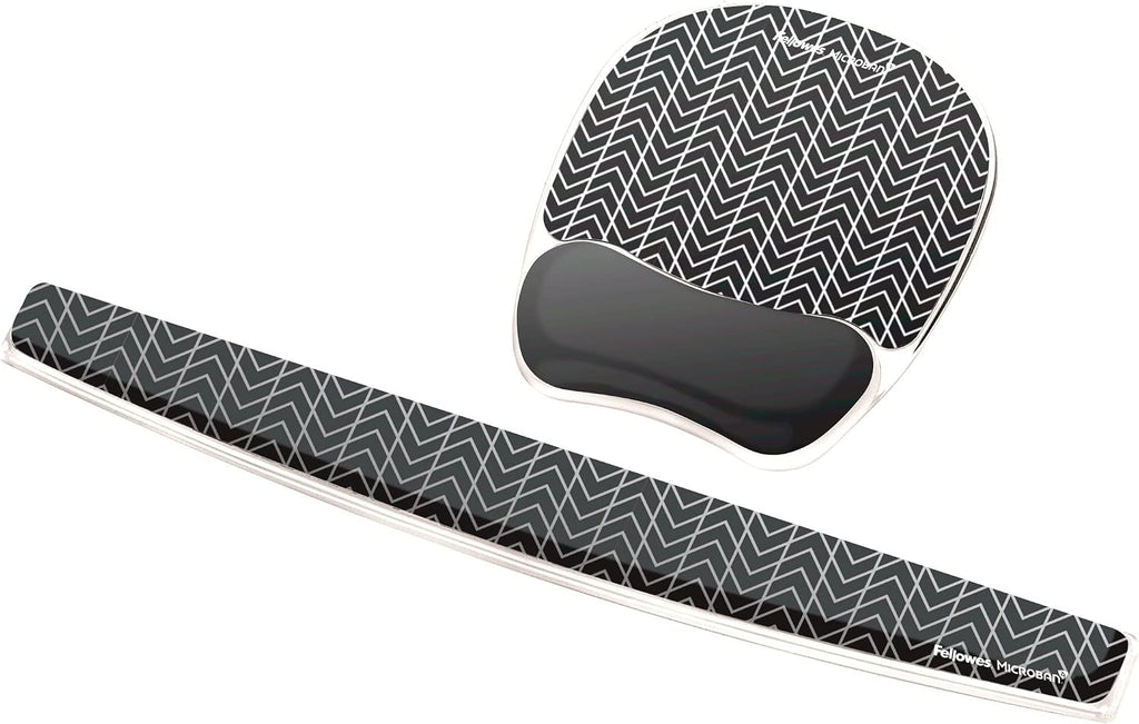 Fellowes Photo Gel Mouse Pad Wrist Rest with MICROBAN - Black Chevron (9549901) (Pack of 4)