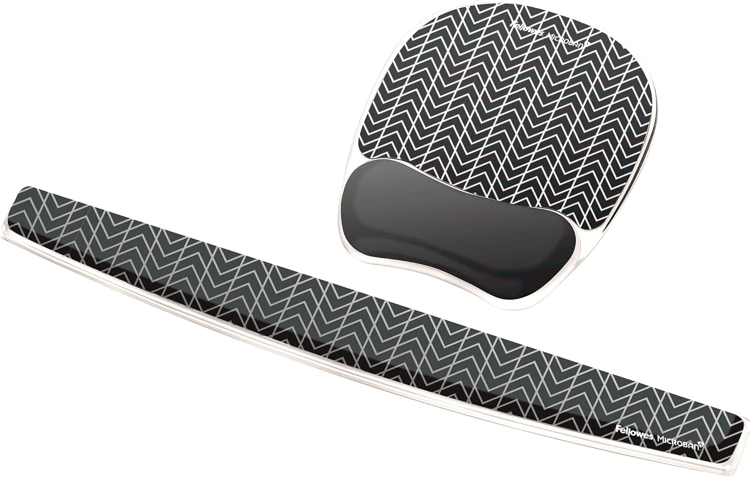 Fellowes Photo Gel Mouse Pad Wrist Rest with MICROBAN - Black Chevron (9549901) (Pack of 4)