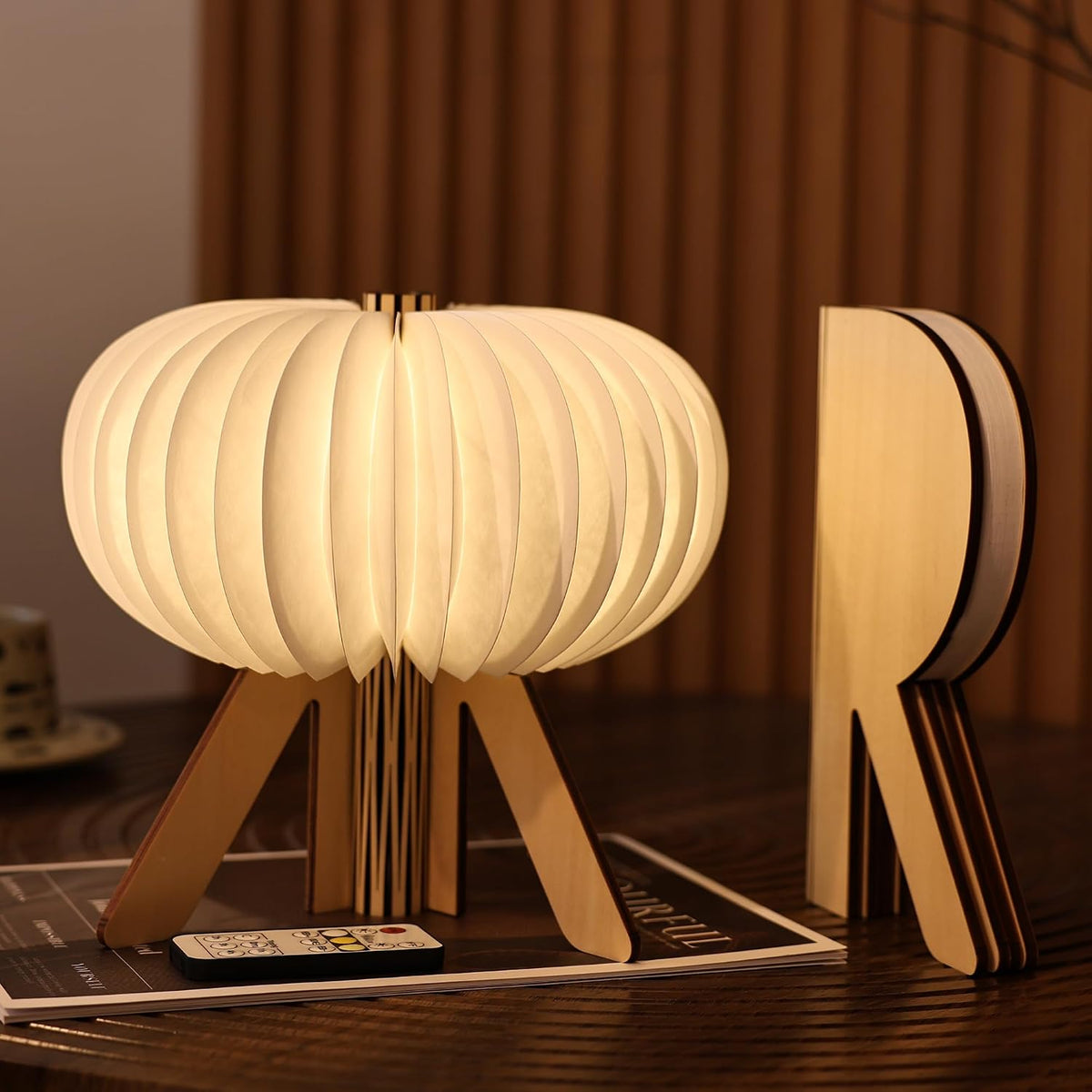 Pumpkin Table Lamp, Portable Night Light, Rechargeable Paper Lamp
