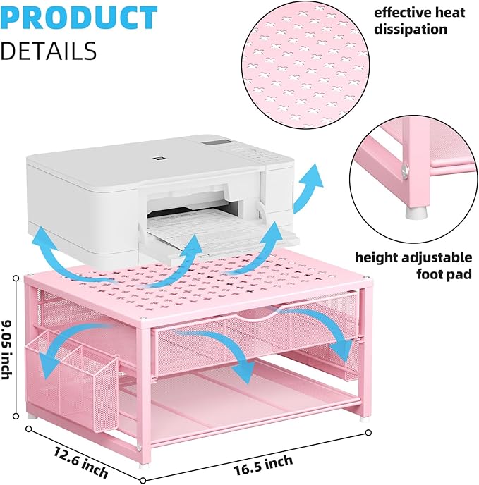 Marbrasse Metal Printer Stand for Desk - Image 5