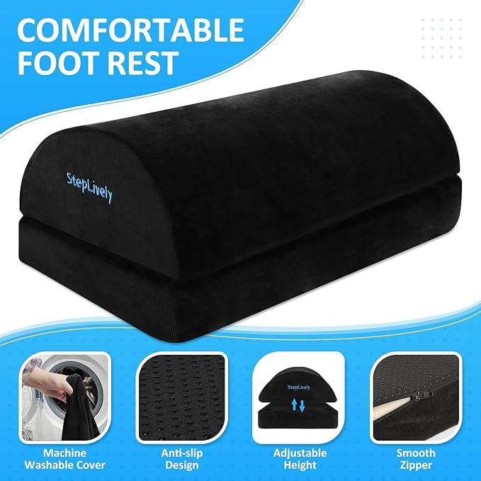 StepLively Foot Rest for Under Desk at Work, Comfortable Foot Stool - Image 2