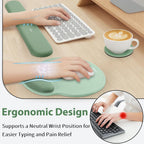 Mouse Pad and Keyboard Wrist Rest, 3-in-1 Gel Memory Foam Ergonomic Mouse Pad with Wrist Rest Set,Gaming Mousepad Arm Cushion Support for Computer Office Desk Accessories Cute Setup,Sage Green
