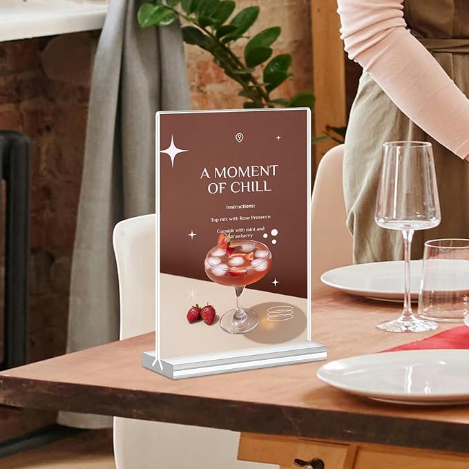 Acrylic Sign Holder 5x7, 11 Pack Clear TableTop Sign Holder-Sided, Plastic - Image 8