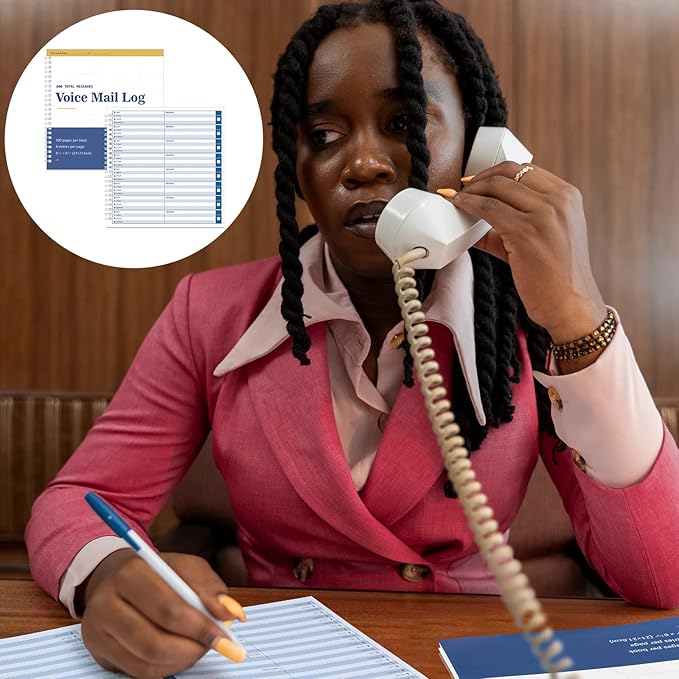 Geyee Phone Message Voice Mail Log Book 8. 27 x 8. 5 Inches Voicemail Message - Image 4