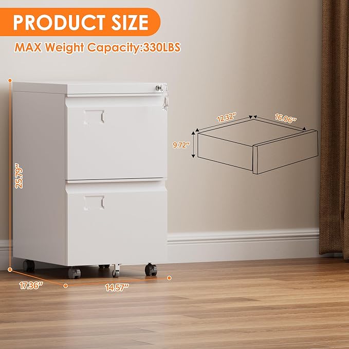 METAN 2 Drawer Vertical File Cabinet - Image 3