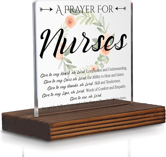 Nurse Prayer Desk Decor Sign, Christian Inspirational Gift by Pariveca