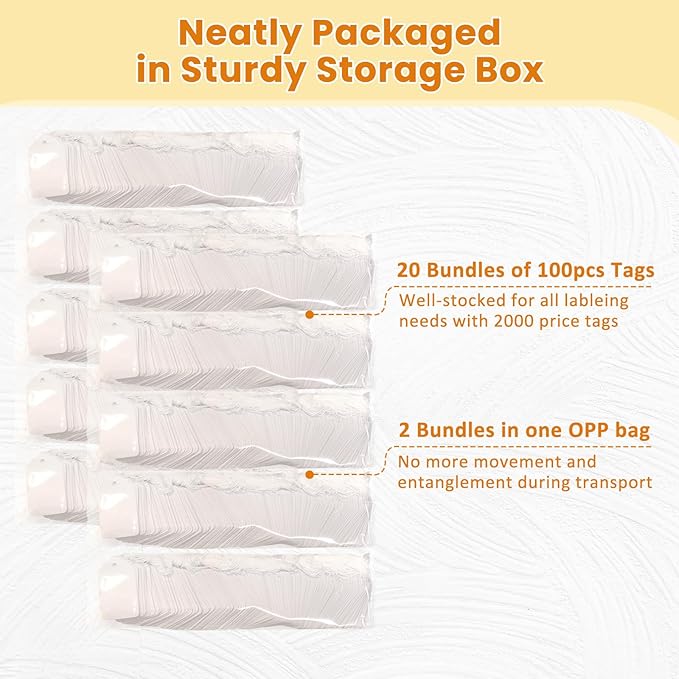 2000 PCS White Price Tags, 1.75 x 1.1 Inches, Goefun Gift Tags - Image 5