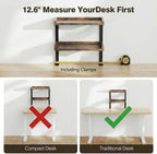 clamp on desk shelf 2-tier, 12.6 inche wood, front angle view