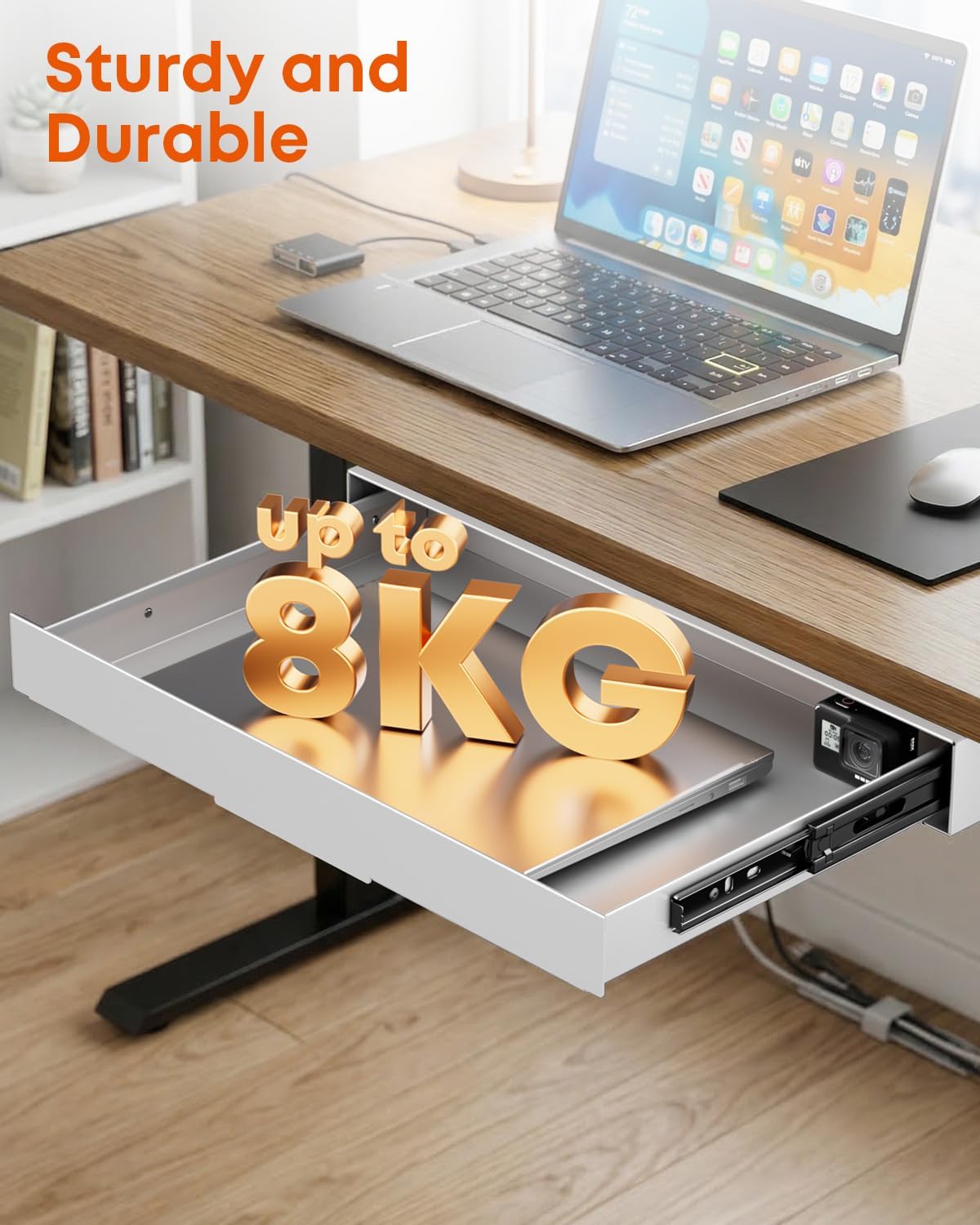 PUTORSEN Under Desk Storage Drawer 14.8" Wide - Smooth Slide Out Organiz...