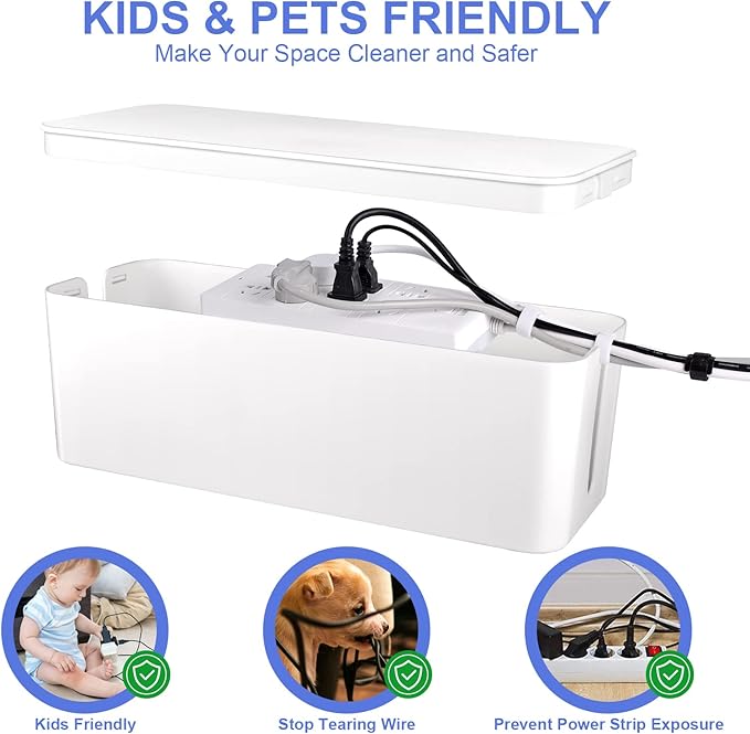 Cable Organizer Box Set of Three, Power Cover Cord Holder Surge Protector - Image 5