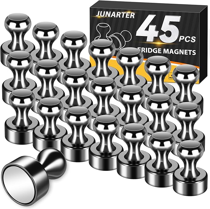 Junarter 45 Pack Magnetic Push Pins, Refrigerator Magnets Strong, Dry Erase by Junarter