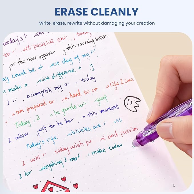 ParKoo 26 Colors Erasable Gel Pens, Retractable Erasable Pens Fine Point - Image 5