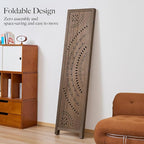 66.9Inch Folding Room Divider, 3 Panels Wood Carved Privacy Screens, Free - Image 6