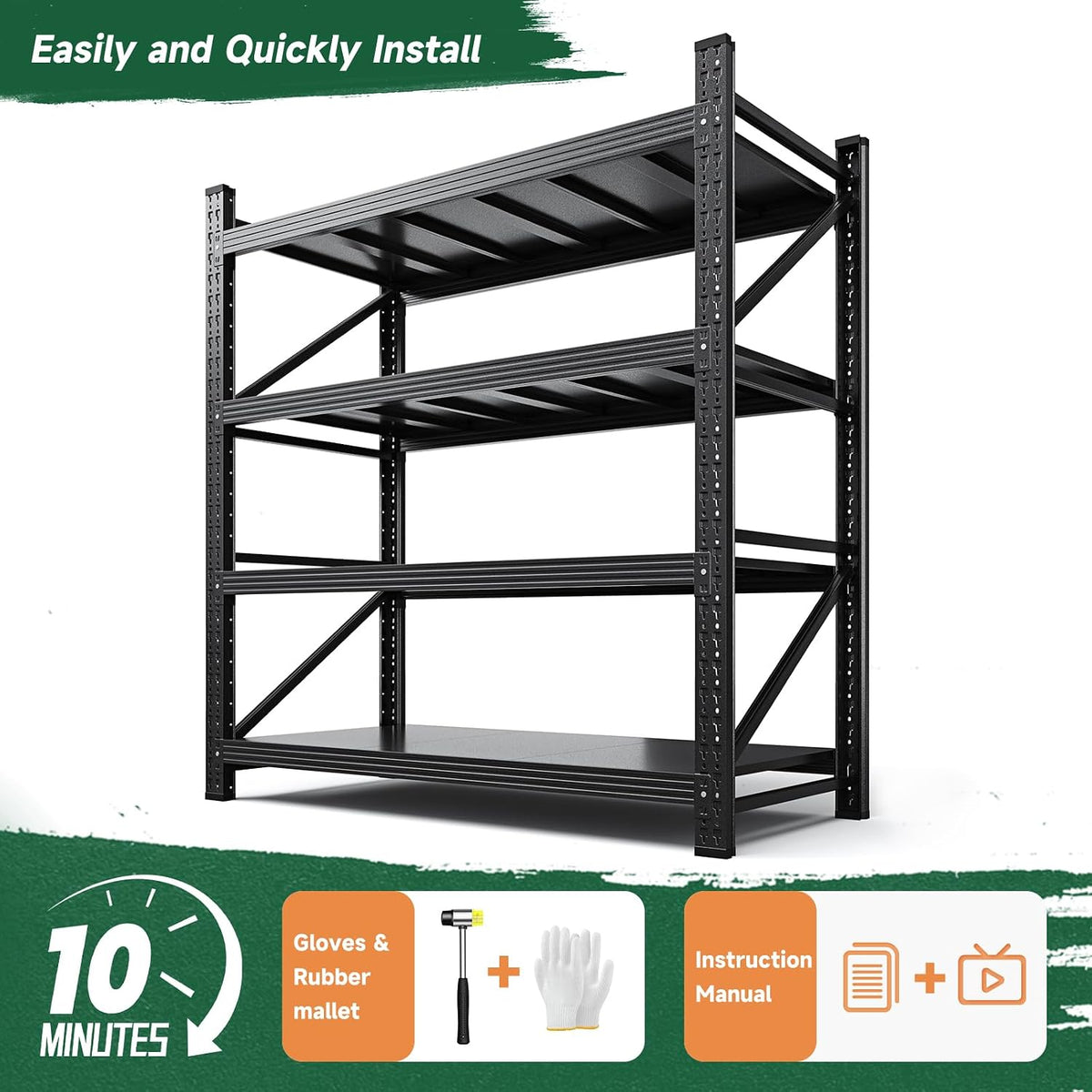 letaya 3000lbs storage shelves heavy duty,70" h garage, front angle view